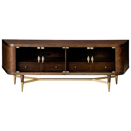 Bissonet Entertainment Console with Glass Doors and LED Lighting